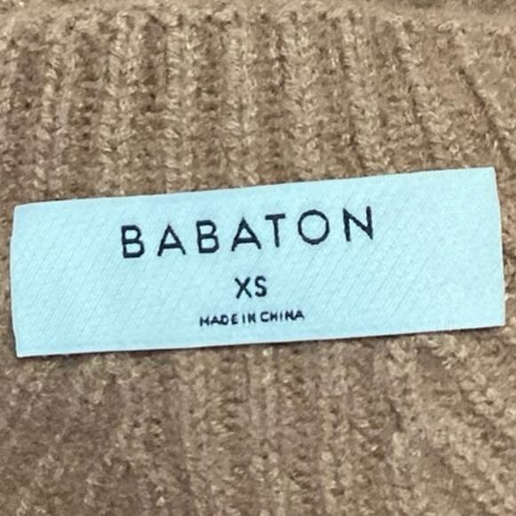 Aritzia Babaton Women's Brown Knitted Crew Neck Long Sleeve Sweater Top Size XS - Picture 3 of 4